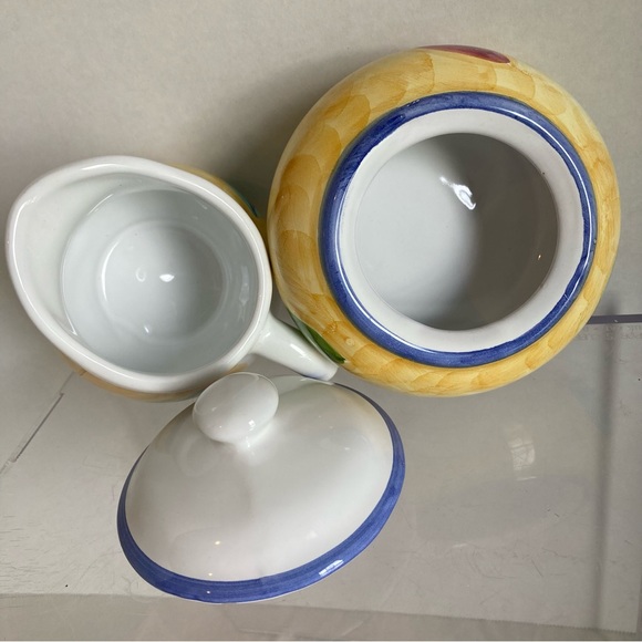 CALECA Italian Pottery Hand Painted Cream and Sugar Bowl - Picture 3 of 8